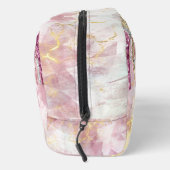 Chique roze gouden glitter druppels monogram acces toilettasje (Rechts)