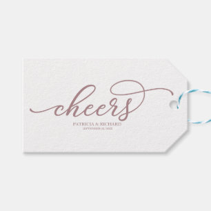 Chique roze gouden script Cheers wijnfleslabels Cadeaulabel
