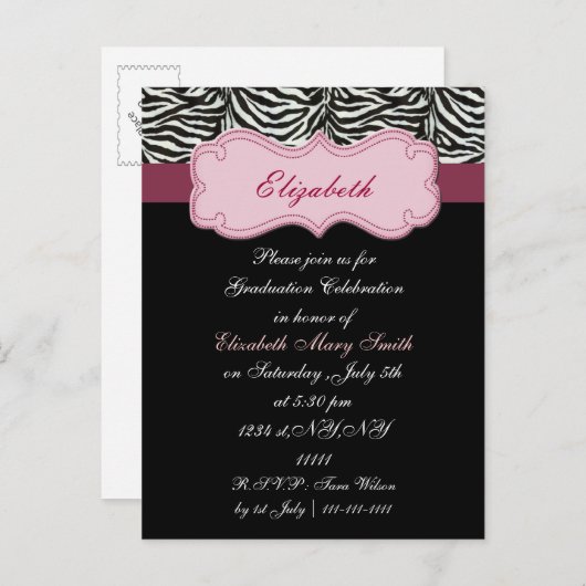 chique roze Graduation party Uitnodiging (Voorkant / Achterkant)