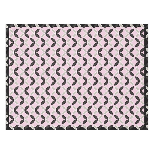 Chique roze grijs en wit bloemblaadjes patroon tafelkleed (Voorkant (Horizontaal))
