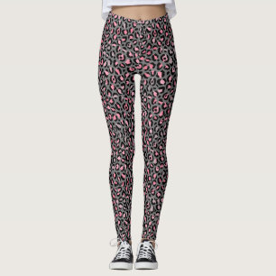 Chique roze grijs luipaard print leggings