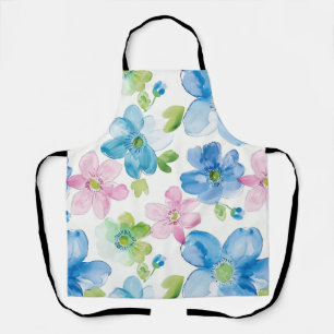Chique Roze Groen Blauw Bloemmotief Schort