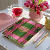 Chique Roze Groen Geruit Monogram Persoonlijke Pla Planner