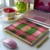 Chique Roze Groen Geruit Monogram Persoonlijke Pla Planner