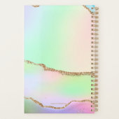 Chique roze groene pastel gouden glitter monogram  planner (Achterkant)