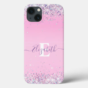 Chique roze holografische glitter iPhone 13 hoesje