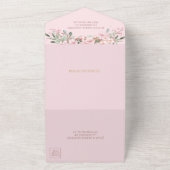 Chique roze kersenbloesems Roos gouden quinceañera All In One Uitnodiging (Buitenkant)