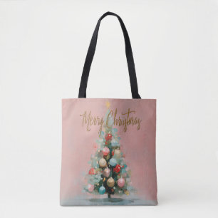 Chique Roze Kerstboom Boodschappentas Draagtas