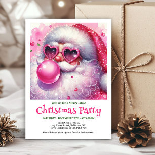Chique roze kerstman bubble gum waterverf Kerstmis Kaart