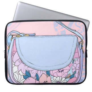 Chique roze lavendel bloemige handtas tote laptop sleeve