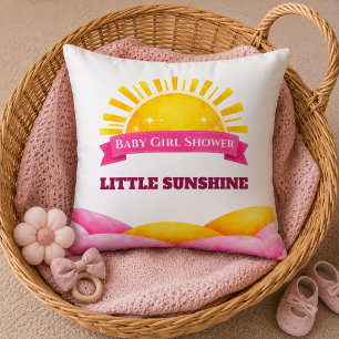 Chique Roze Lint Kleine Zon Baby Meisje Shower Kussen