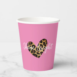 Chique roze luipaard print hart papieren bekers
