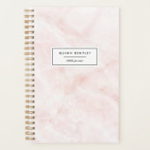 Chique roze marmer gepersonaliseerd planner (Voorkant)