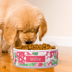 Chique roze modern bloemmotief voerbakje