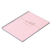Chique Roze Moderne Gouden Script Monogram Naam Notitieboek (Linkerzijde)