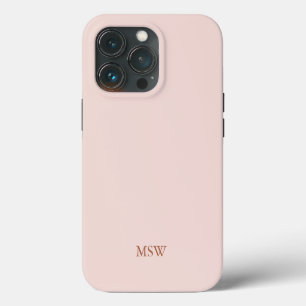 Chique roze monogram initiaal elegant iPhone 13 pro hoesje
