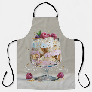 Chique roze olieverfschildering cake bloemige verj schort