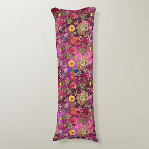 Chique roze paarse bloemen monogram bloemmotief lichaamskussen
