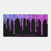 Chique roze Paarse Glitter Drips Custom Bureaumat (Voorkant)