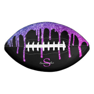 Chique Roze Paarse Glitters Glans Drips Monogram American Football