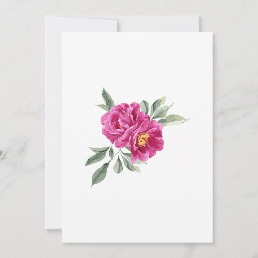 Chique Roze Pioen Bloemen Groen 80e Verjaardag Kaart (Achterkant)