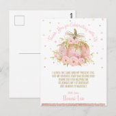 Chique roze pompoen 1e verjaardagsfeestje dank u briefkaart (Voorkant / Achterkant)