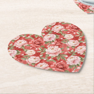 Chique roze rode bloemen kartonnen onderzetters