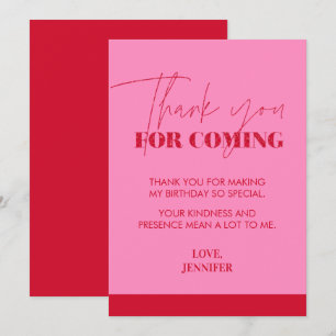 Chique Roze Rood Glitter Handschrift Bedankkaart