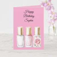 Chique Roze Roos Bloem Nagellak Verjaardag