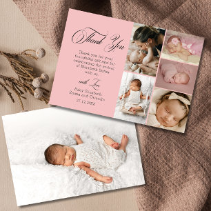 Chique Roze Roze Zes Foto Baby Shower Bedankt