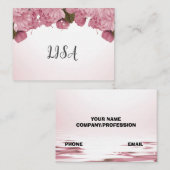 chique roze rozen visitekaartje (Voorkant / Achterkant)