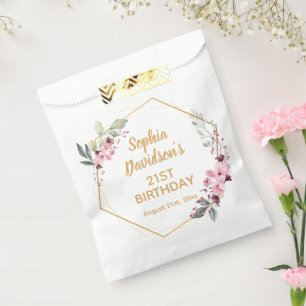 Chique Roze Sakura Bloem Zakjes 21e Verjaardag Fav