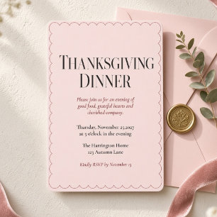 Chique Roze Scallop Rand Thanksgiving Diner Kaart