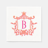 Chique Roze Sinaasappel Pagode Lijst Monogram Init Servet (Voorkant)