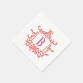 Chique Roze Sinaasappel Pagode Lijst Monogram Init Servet (Hoek)