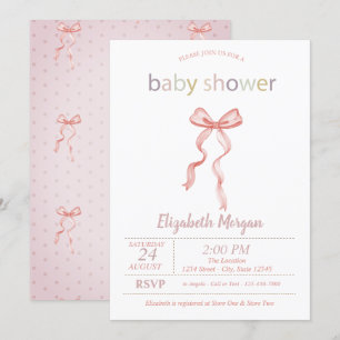 Chique Roze Strik Babyshower Kaart
