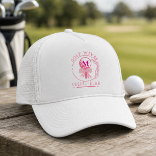 Chique Roze Strik Monogram Golf Vrouwen Sociale Cl Trucker Pet