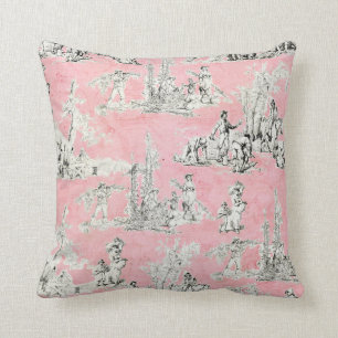 chique roze toile bloemendecoratieve worp kussen