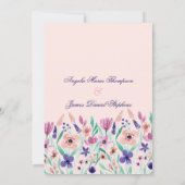 Chique roze violette groene waterverf bloemenbruil kaart (Achterkant)