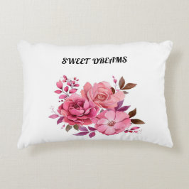 Chique Roze Waterverf Bloemboeket Zoete Dromen Accent Kussen
