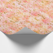Chique roze Waterverf gouden Confetti Cadeaupapier (Hoek)