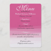 Chique roze Waterverf ombre bruiloft menu (Voorkant)