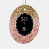 Chique roze zebra print Glitz Keramisch Ornament (Rechts)