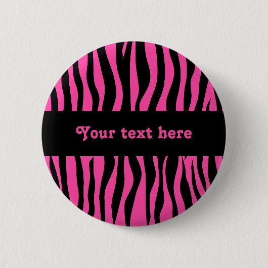 Chique roze zebra ronde button 5,7 cm (Voorkant)