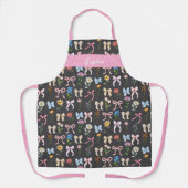 Chique Roze Zwart Bloem Motief Backen Schort (Voorkant)