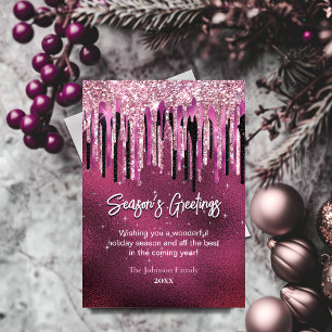 Chique Roze Zwart Glitter Druppels Kerst Nieuwjaar