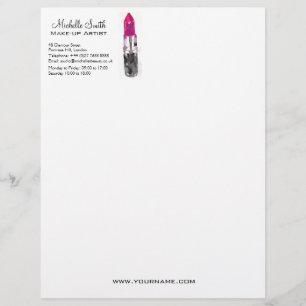 Chique roze zwart zilver waterverf lippenstift Mak Briefhoofd Ontwerp