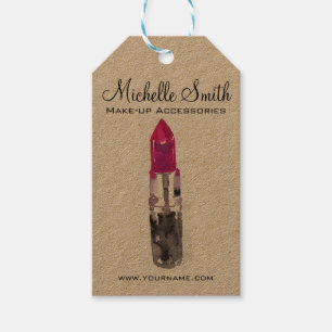 Chique roze zwart zilver waterverf lippenstift Mak Cadeaulabel