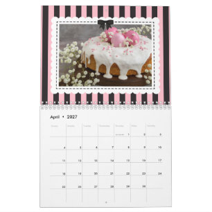 Chique roze zwarte strepen boog promo foto's kalender