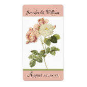 Chique  Rozen Bruiloft Mini Wijnlabel Etiket (Voorkant)